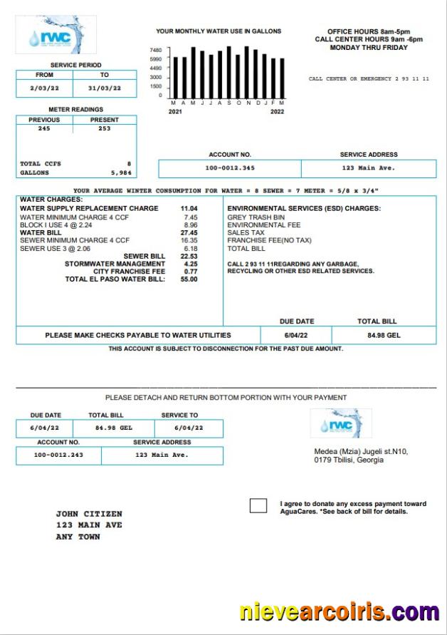 Georgia RWC water bill